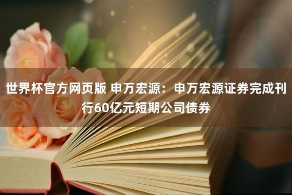 世界杯官方网页版 申万宏源:申万宏源证券完成刊行60亿元短期公司债券