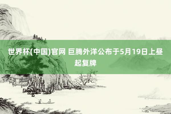 世界杯(中国)官网 巨腾外洋公布于5月19日上昼起复牌