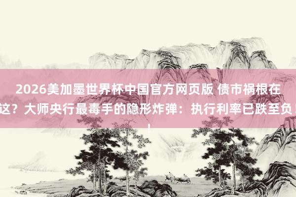 2026美加墨世界杯中国官方网页版 债市祸根在这?大师央行最毒手的隐形炸弹:执行利率已跌至负!