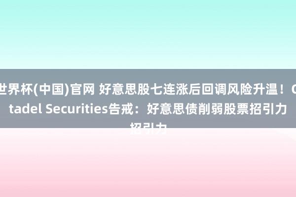 世界杯(中国)官网 好意思股七连涨后回调风险升温！Citadel Securities告戒：好意思债削弱股票招引力