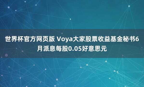 世界杯官方网页版 Voya大家股票收益基金秘书6月派息每股0.05好意思元