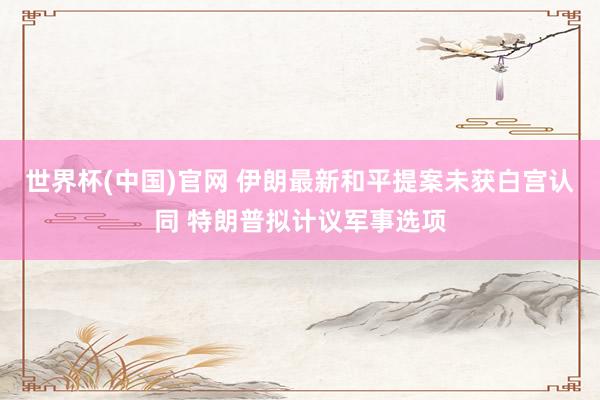 世界杯(中国)官网 伊朗最新和平提案未获白宫认同 特朗普拟计议军事选项