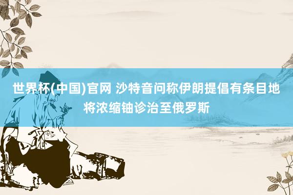 世界杯(中国)官网 沙特音问称伊朗提倡有条目地将浓缩铀诊治至俄罗斯