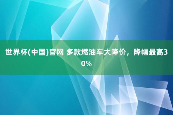 世界杯(中国)官网 多款燃油车大降价,降幅最高30%