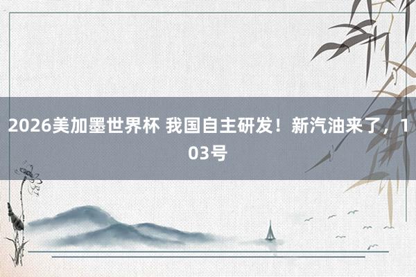 2026美加墨世界杯 我国自主研发!新汽油来了,103号