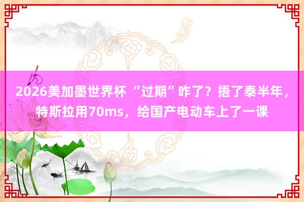 2026美加墨世界杯 “过期”咋了？捂了泰半年，特斯拉用70ms，给国产电动车上了一课