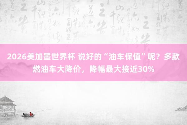 2026美加墨世界杯 说好的“油车保值”呢？多款燃油车大降价，降幅最大接近30%