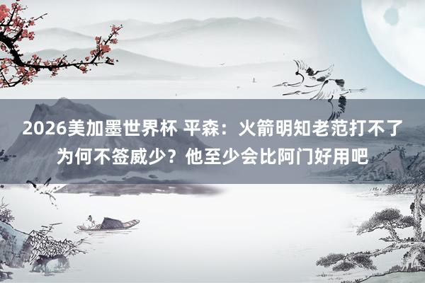 2026美加墨世界杯 平森:火箭明知老范打不了为何不签威少?他至少会比阿门好用吧