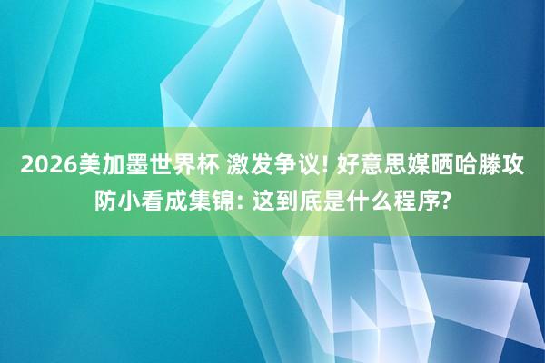 2026美加墨世界杯 激发争议! 好意思媒晒哈滕攻防小看成集锦: 这到底是什么程序?