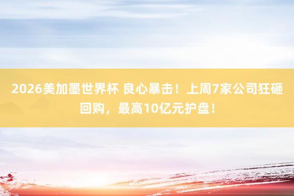 2026美加墨世界杯 良心暴击!上周7家公司狂砸回购,最高10亿元护盘!