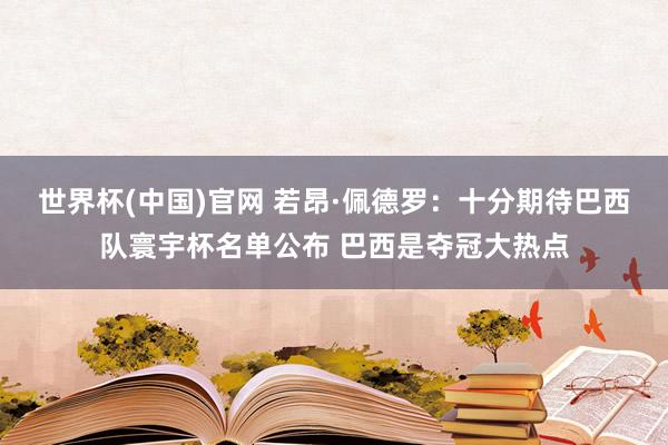 世界杯(中国)官网 若昂·佩德罗:十分期待巴西队寰宇杯名单公布 巴西是夺冠大热点