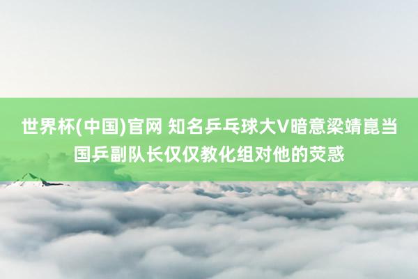 世界杯(中国)官网 知名乒乓球大V暗意梁靖崑当国乒副队长仅仅教化组对他的荧惑