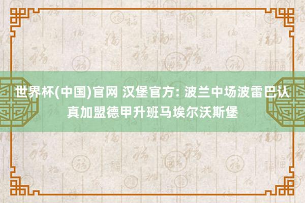 世界杯(中国)官网 汉堡官方: 波兰中场波雷巴认真加盟德甲升班马埃尔沃斯堡