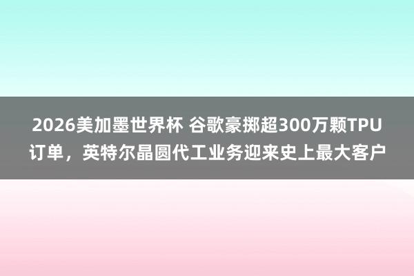 2026美加墨世界杯 谷歌豪掷超300万颗TPU订单,英特尔晶圆代工业务迎来史上最大客户