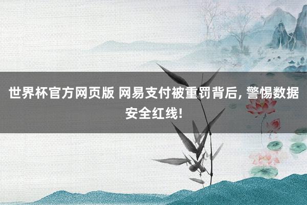 世界杯官方网页版 网易支付被重罚背后, 警惕数据安全红线!