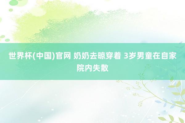 世界杯(中国)官网 奶奶去晾穿着 3岁男童在自家院内失散