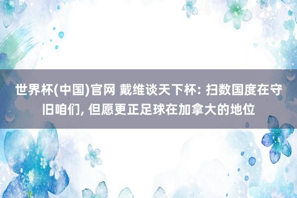 世界杯(中国)官网 戴维谈天下杯: 扫数国度在守旧咱们, 但愿更正足球在加拿大的地位