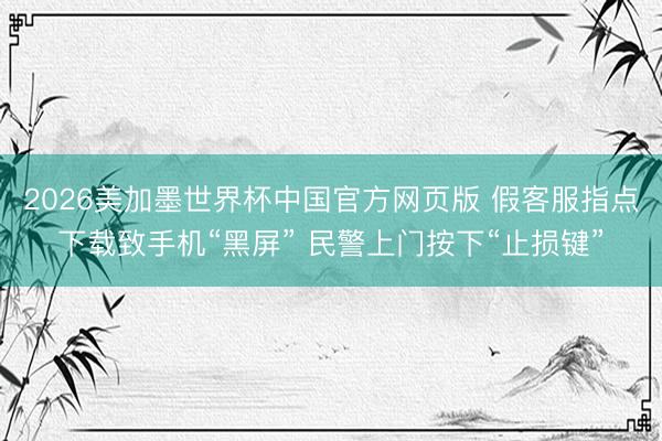2026美加墨世界杯中国官方网页版 假客服指点下载致手机“黑屏” 民警上门按下“止损键”