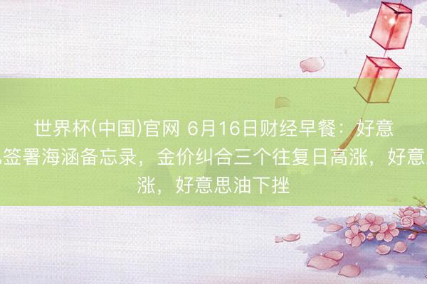 世界杯(中国)官网 6月16日财经早餐:好意思伊或已签署海涵备忘录,金价纠合三个往复日高涨,好意思油下挫