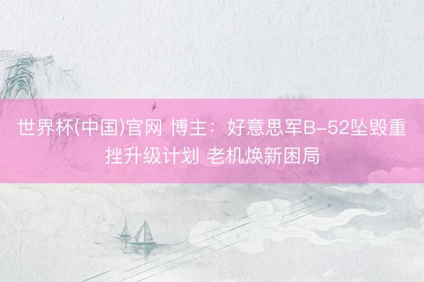 世界杯(中国)官网 博主:好意思军B-52坠毁重挫升级计划 老机焕新困局