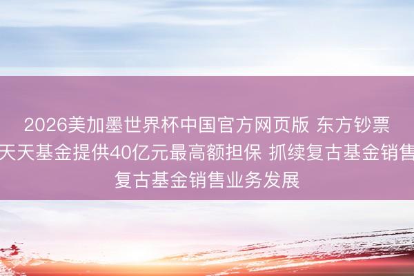 2026美加墨世界杯中国官方网页版 东方钞票为子公司天天基金提供40亿元最高额担保 抓续复古基金销售业务发展