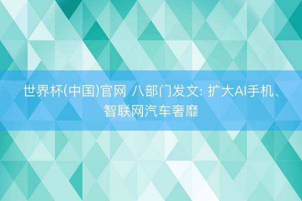 世界杯(中国)官网 八部门发文: 扩大AI手机、智联网汽车奢靡