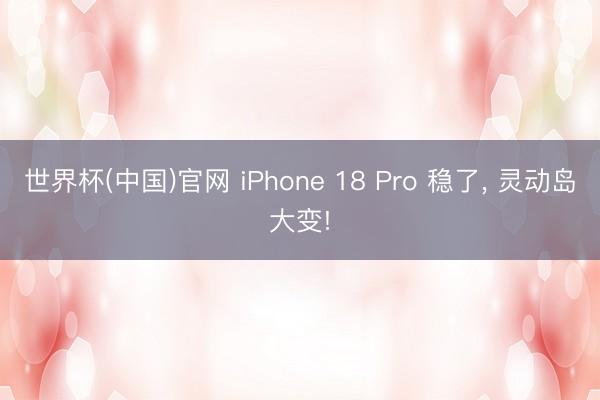 世界杯(中国)官网 iPhone 18 Pro 稳了, 灵动岛大变!